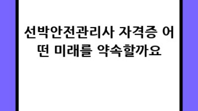 선박안전관리사 자격증, 미래 설계하세요!
